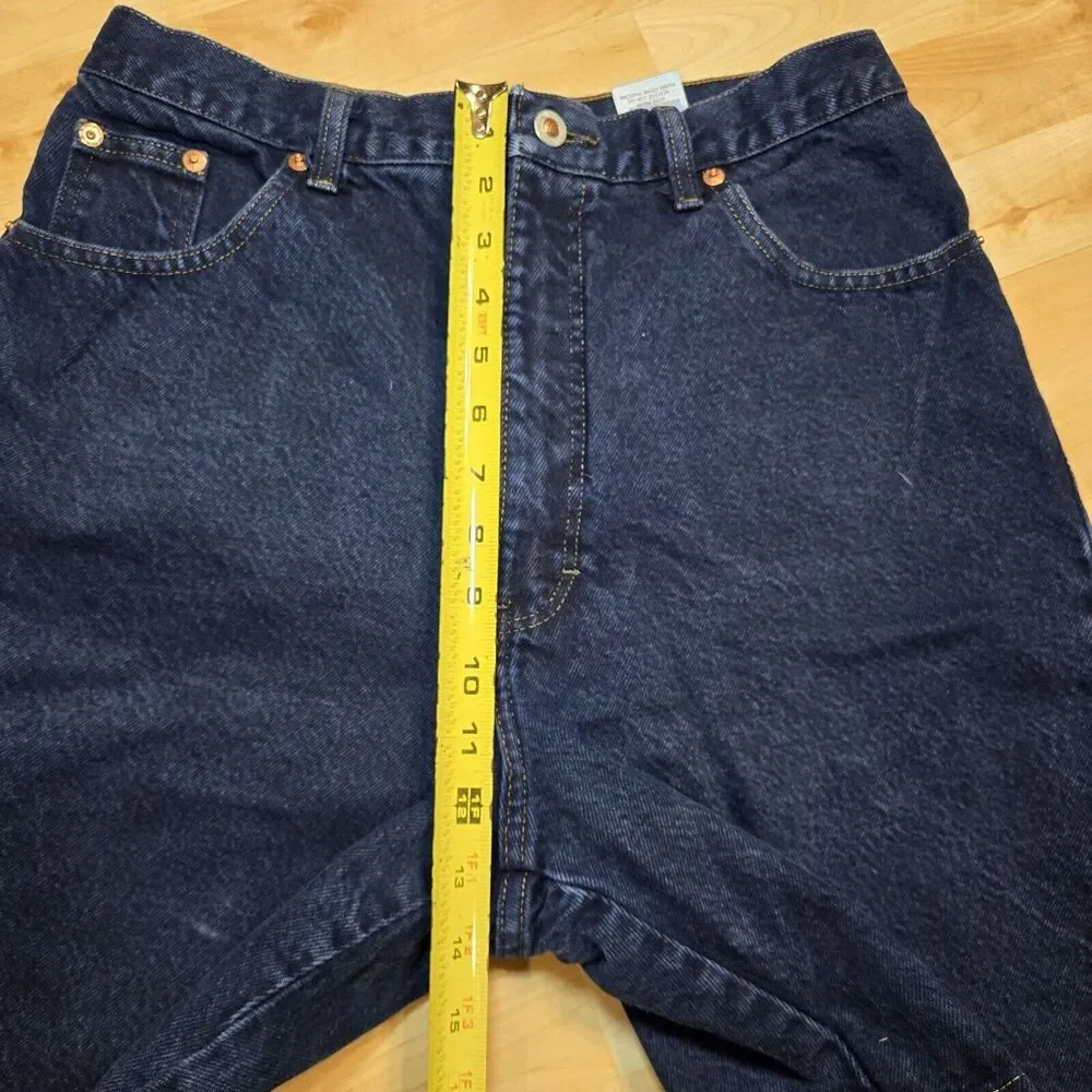 Vtg Super High Waisted Enuf Internationale Womens Jean Shorts Sz 13 USA Dark‎